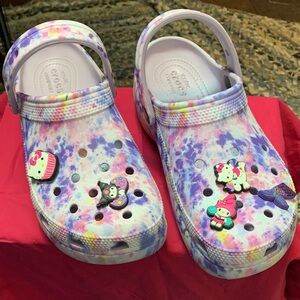 CROCS Kids Tie-Dye Sandals with Charms